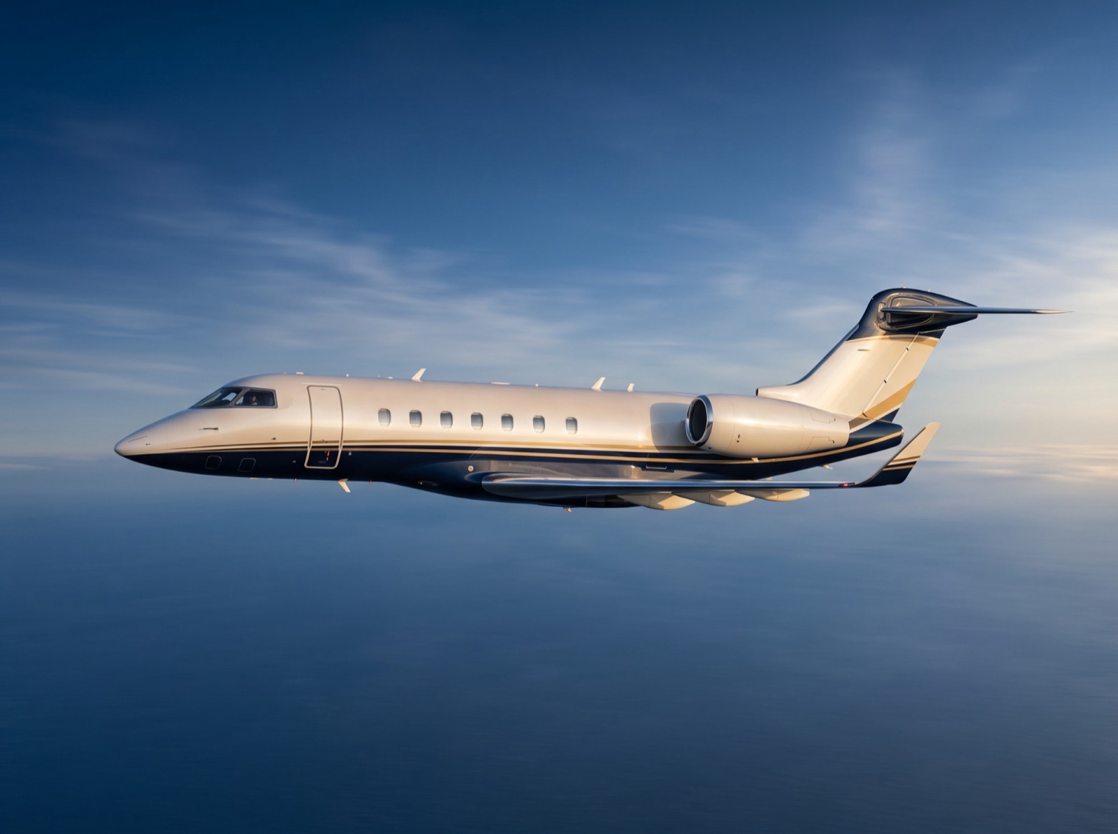 Private jet in flight