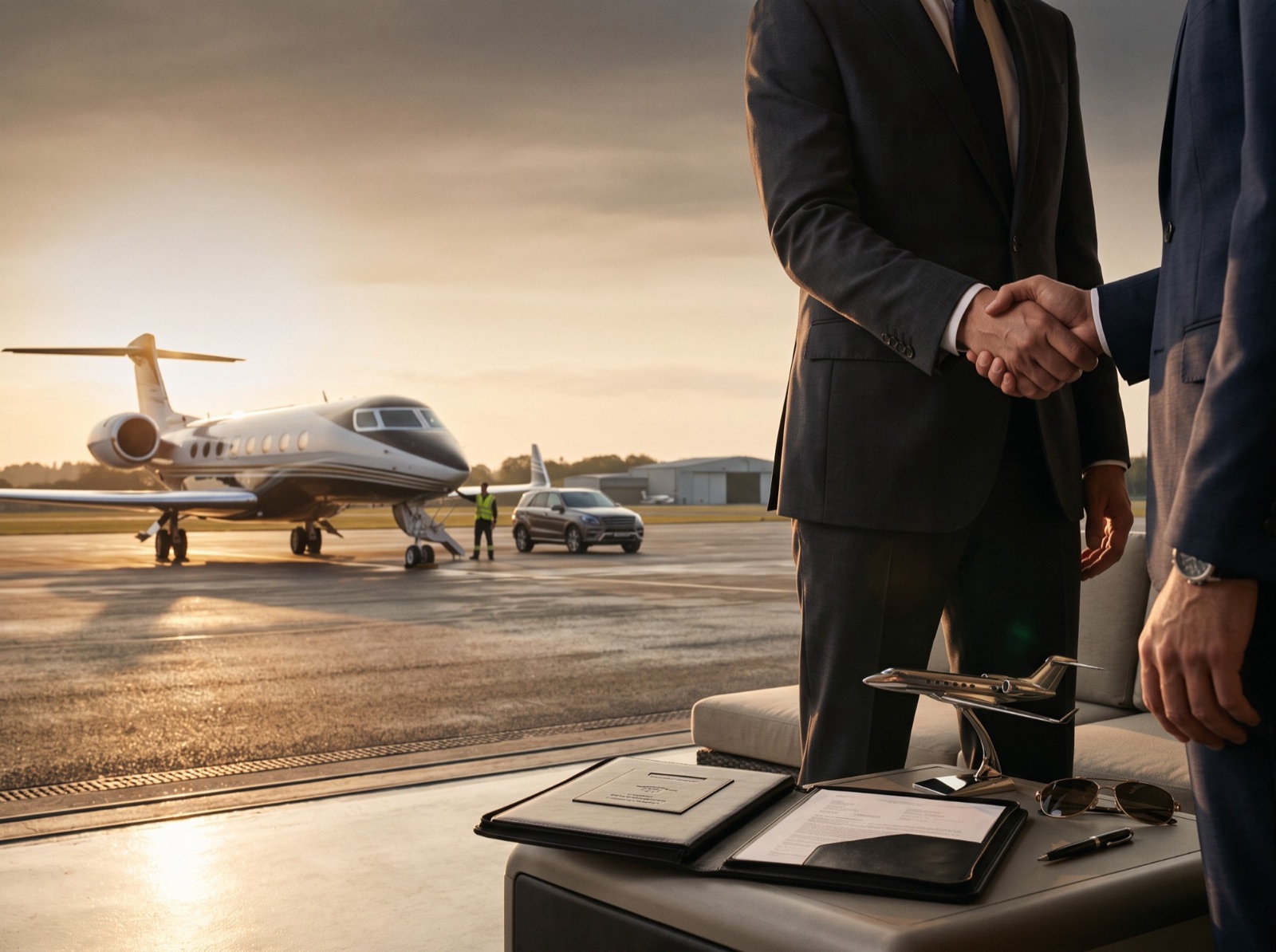 Handshake on the apron